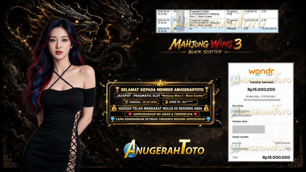 ANUGERAHTOTO JACKPOT PRAGMATIC SLOT “Mahjong Wins 3 – Black Scatter” ‎‎‏‏‎ ‎‏‏‎ ‎‏‏‎ ‎‎‏‏‎ ‎‏‏‎ ‎‏‏‎‎‎‏‏‎ ‎‏‏‎ ‎‏‏‎ ‎‎‏‏‎ ‎‏‏‎‎‏‏‎‎‎‏‏‎Rp 15.000.000,- LUNAS