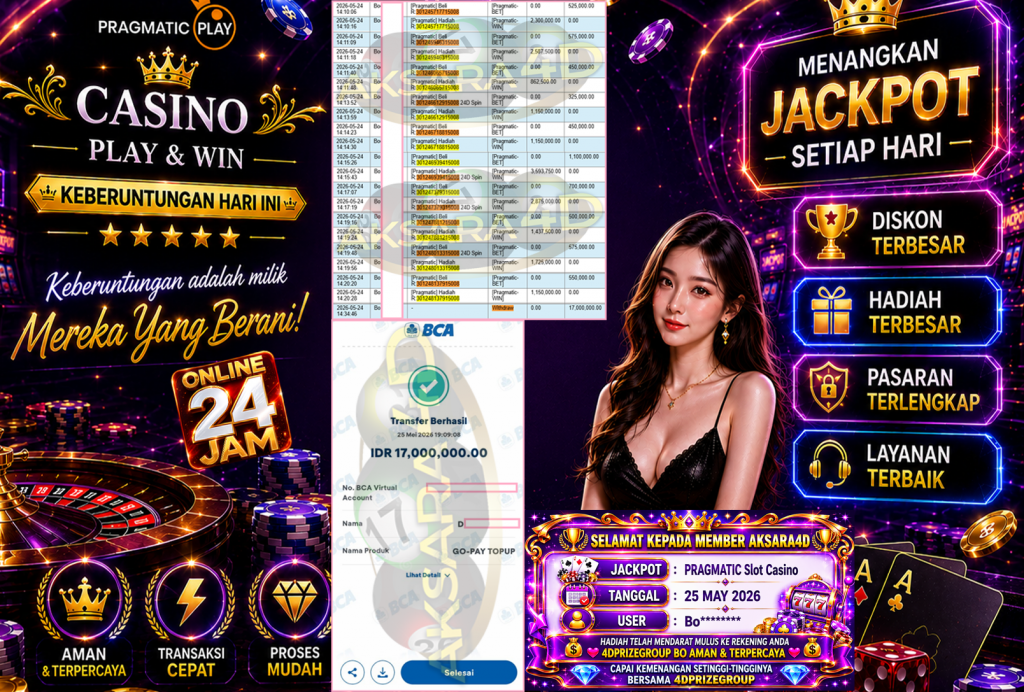 AKSARA4D JACKPOT PRAGMATIC ” Slot Casino ” Rp 17,000,000,- LUNAS