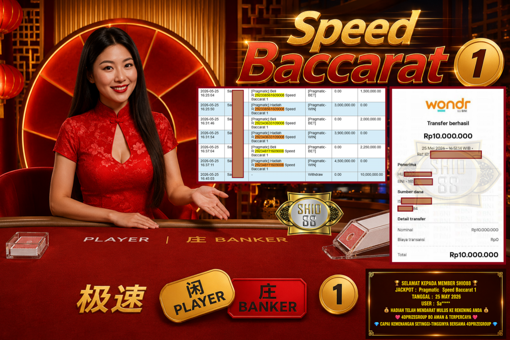 SHIO88 JACKPOT PRAGMATIC ” Speed Baccarat 1 ” Rp 10.000.000,- LUNAS