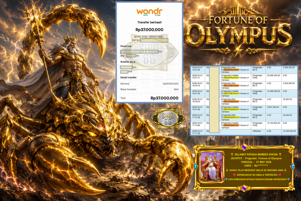 SHIO88 JACKPOT PRAGMATIC ” Fortune of Olympus ” Rp 37.000.000,- LUNAS