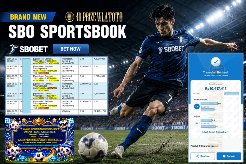 4DPRIZEWLATOTO JACKPOT ” Sportsbook, Games & VSports ” ‎‏‏‎Rp 10.417.417,- LUNAS