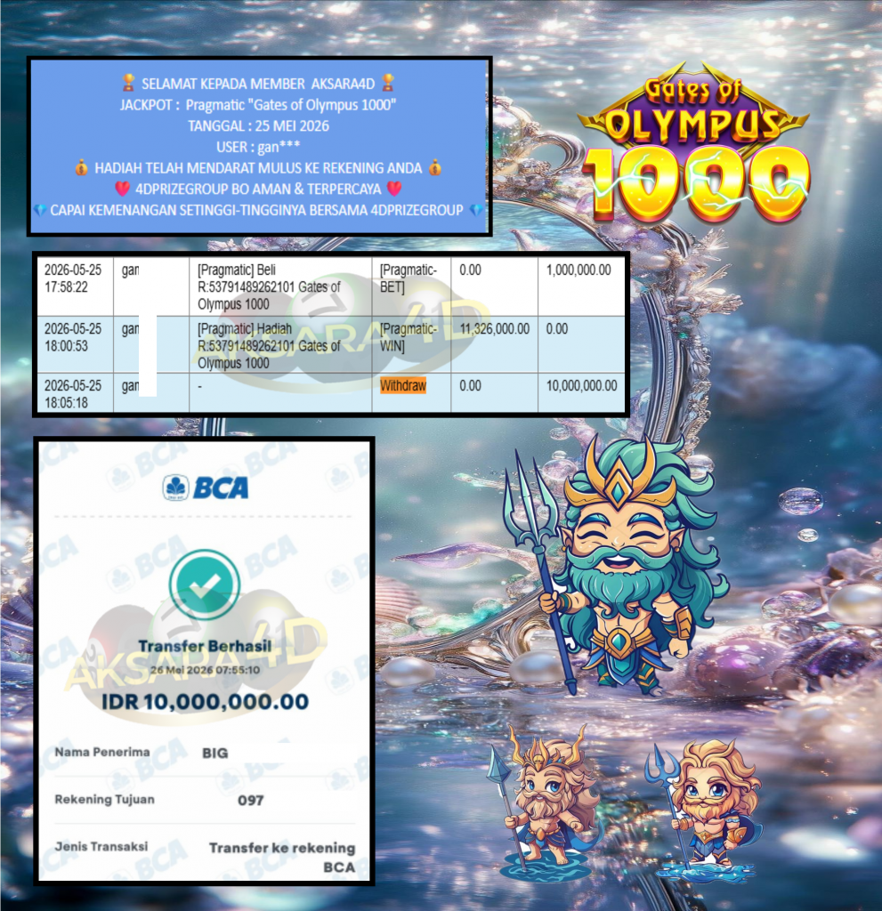 AKSARA4D JACKPOT Pragmatic “Gates of Olympus 1000” Rp10.000.000,- LUNAS