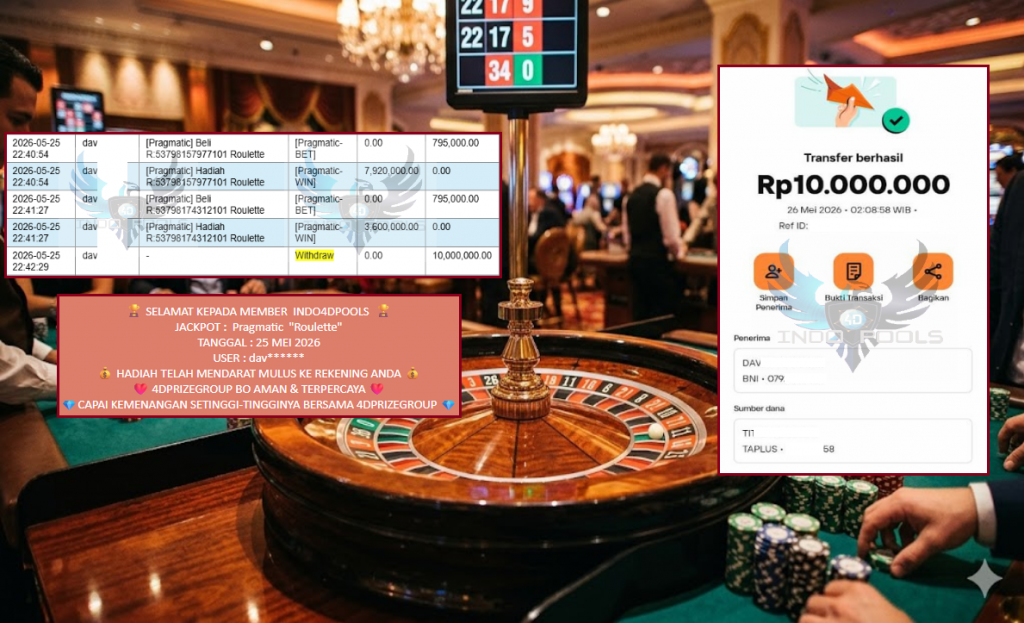 INDO4DPOOLS JACKPOT Pragmatic “Roulette” Rp10.000.000,- LUNAS