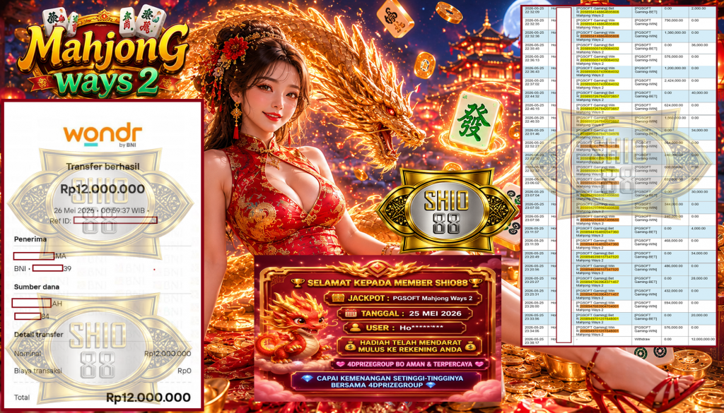 SHIO88 JACKPOT PGSOFT “Mahjong Ways 2″‎‎‏‏ ‎‎‏‏‎‎‏‏Rp12.000.000,- LUNAS