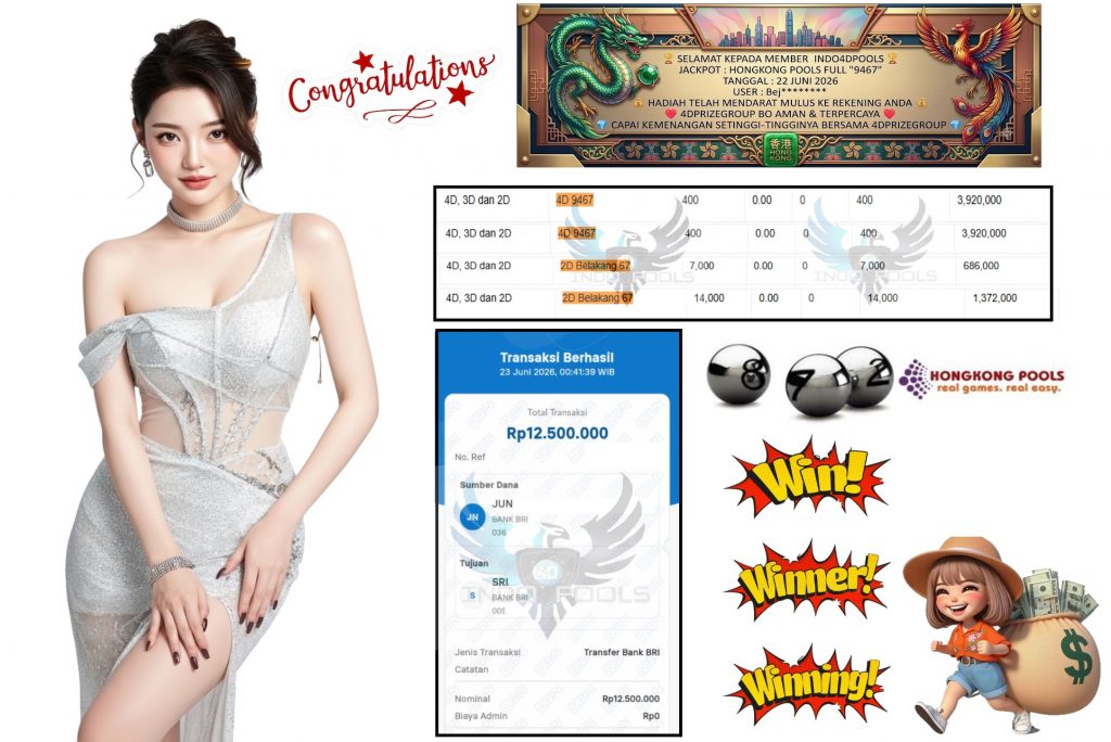 INDO4DPOOLS JACKPOT HONGKONG POOLS FULL “9467” Rp12.500.000,- LUNAS