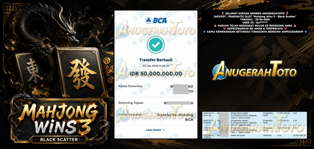 ANUGERAHTOTO JACKPOT PRAGMATIC SLOT “Mahjong Wins 3 – Black Scatter” ‎‎‏‏‎ ‎‏‏‎ ‎‏‏‎ ‎‎‏‏‎ ‎‏‏‎ ‎‏‏‎‎‎‏‏‎ ‎‏‏‎ ‎‏‏‎ ‎‎‏‏‎ ‎‏‏‎ ‎‏‏‎‎‎‏‏‎Rp 50.000.000,- LUNAS