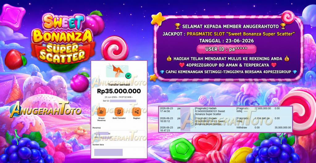 ANUGERAHTOTO JACKPOT PRAGMATIC SLOT “Sweet Bonanza Super Scatter” ‏‏‎ ‎‏‏‎ ‎‏‏‎ ‎‎‏‏‎ ‎‏‏‎ ‎‏‏‏‏‎ ‎‏‏‎ ‎‏‏‎ ‎‎‏‏‎ ‎‏‏‎ ‎‏‏‏‏‎ ‎‏‏‎ ‎‏‏‎ ‎‎‏‏‎‎‏‏‎‎‎‏‏‎Rp 35.000.000,- LUNAS