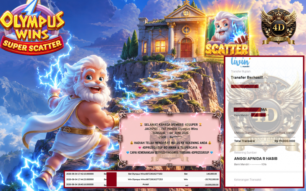 4DSUPER JACKPOT PRAGMATIC βOlympus Winsββββββ Rp19.000.000,- LUNAS