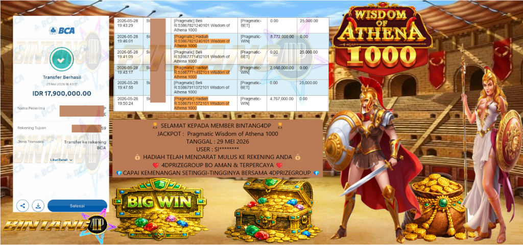 BINTANG4DP JACKPOT Pragmatic“Wisdom of Athena 1000″‎‎‏‏ ‎‎‏‏‎‎‏‏Rp17.900.000,- LUNAS