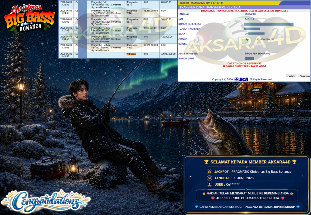 AKSARA4D JACKPOT PRAGMATIC β Christmas Big Bass Bonanza β Rp 42,000,000,- LUNAS