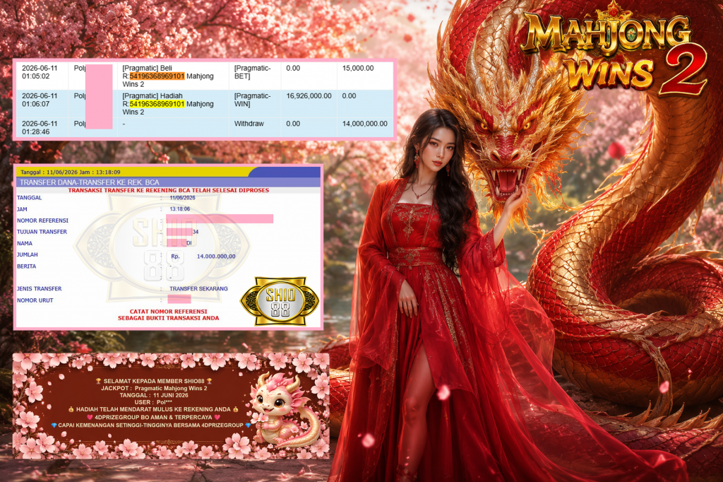 SHIO88 JACKPOT PRAGMATIC β Mahjong Wins 2 β Rp 14.000.000,- LUNAS