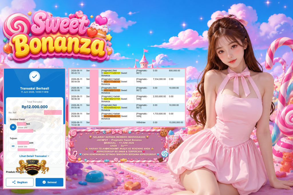 INDOVEGAS4D JACKPOT PRAGMATIC β Sweet Bonanza β Rp 12.000.000 ,- LUNAS
