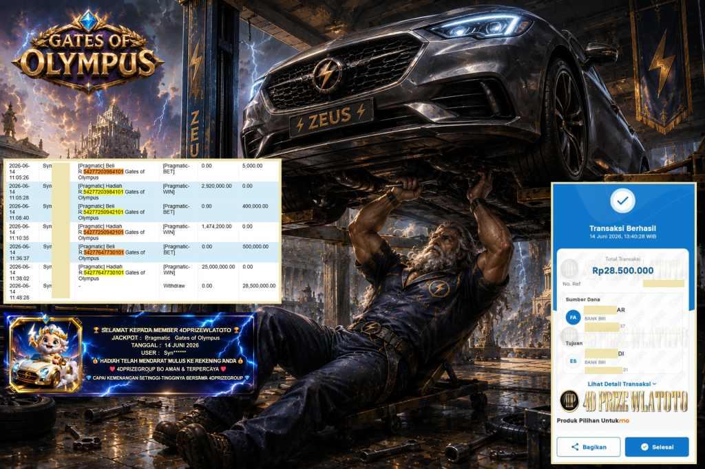 4DPRIZEWLATOTO JACKPOT PRAGMATIC ” Gates of Olympus ” Rp 28.500.000 ,- LUNAS