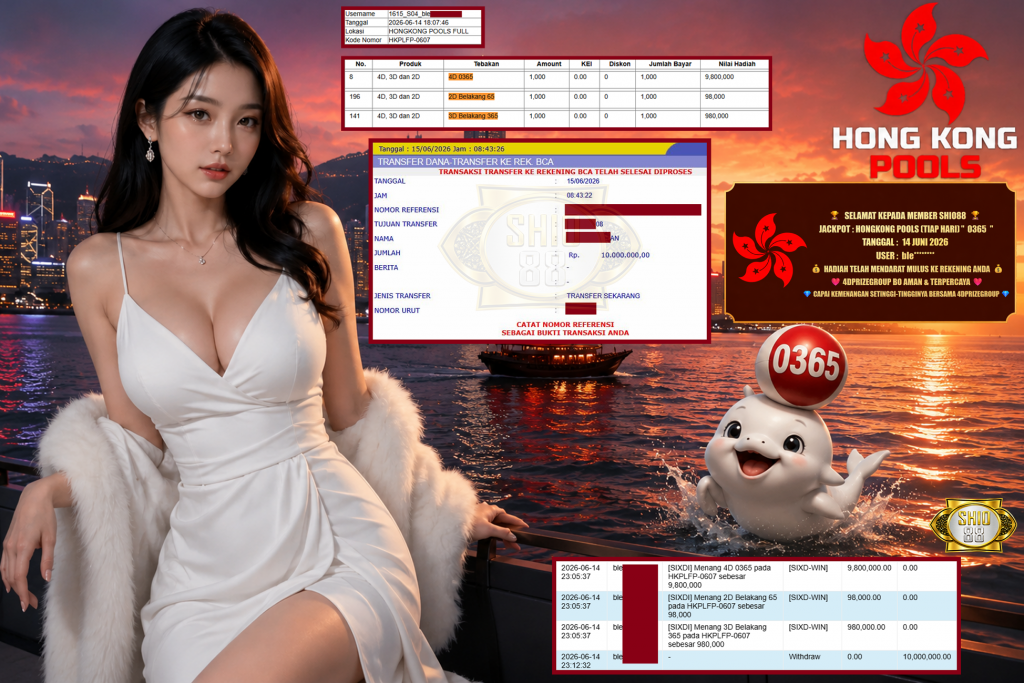 SHIO88 JACKPOT HONGKONG POOLS (TIAP HARI) ” 0365 ” Rp 10.000.000,- LUNAS