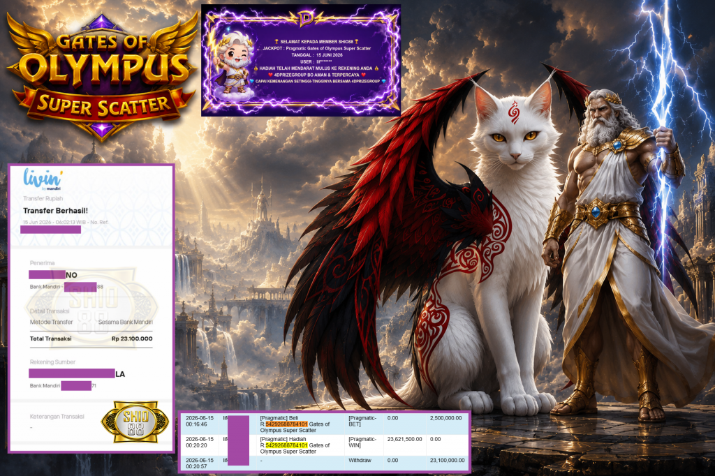 SHIO88 JACKPOT PRAGMATIC ” Gates of Olympus Super Scatter ” Rp 23.100.000 ,- LUNAS