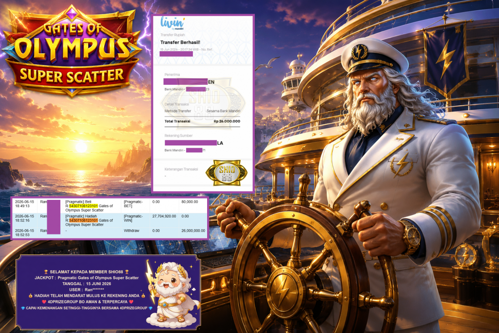 SHIO88 JACKPOT PRAGMATIC ” Gates of Olympus Super Scatter ” Rp 26.000.000 ,- LUNAS