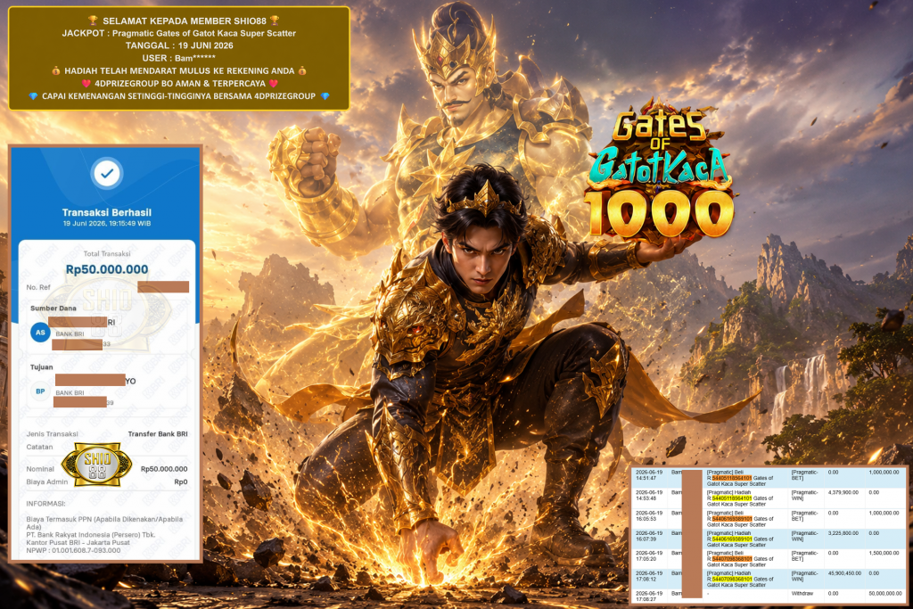 SHIO88 JACKPOT PRAGMATIC ” Gates of Gatot Kaca Super Scatter ” Rp 50.000.000 ,- LUNAS