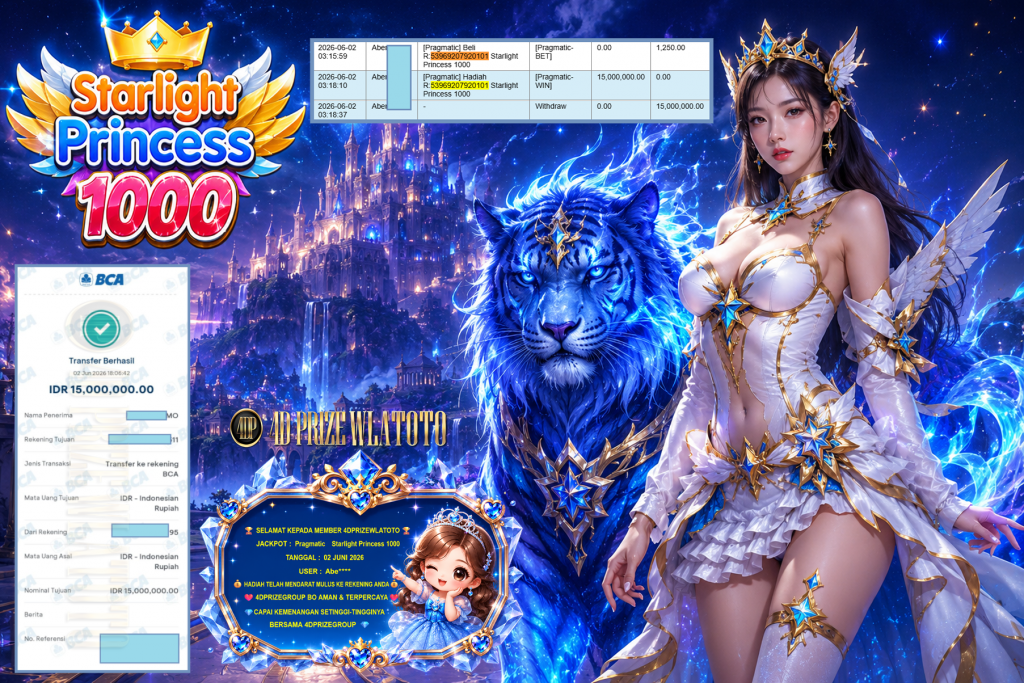 4DPRIZEWLATOTO JACKPOT PRAGMATIC ” Starlight Princess 1000 ” Rp 15.000.000,- LUNAS