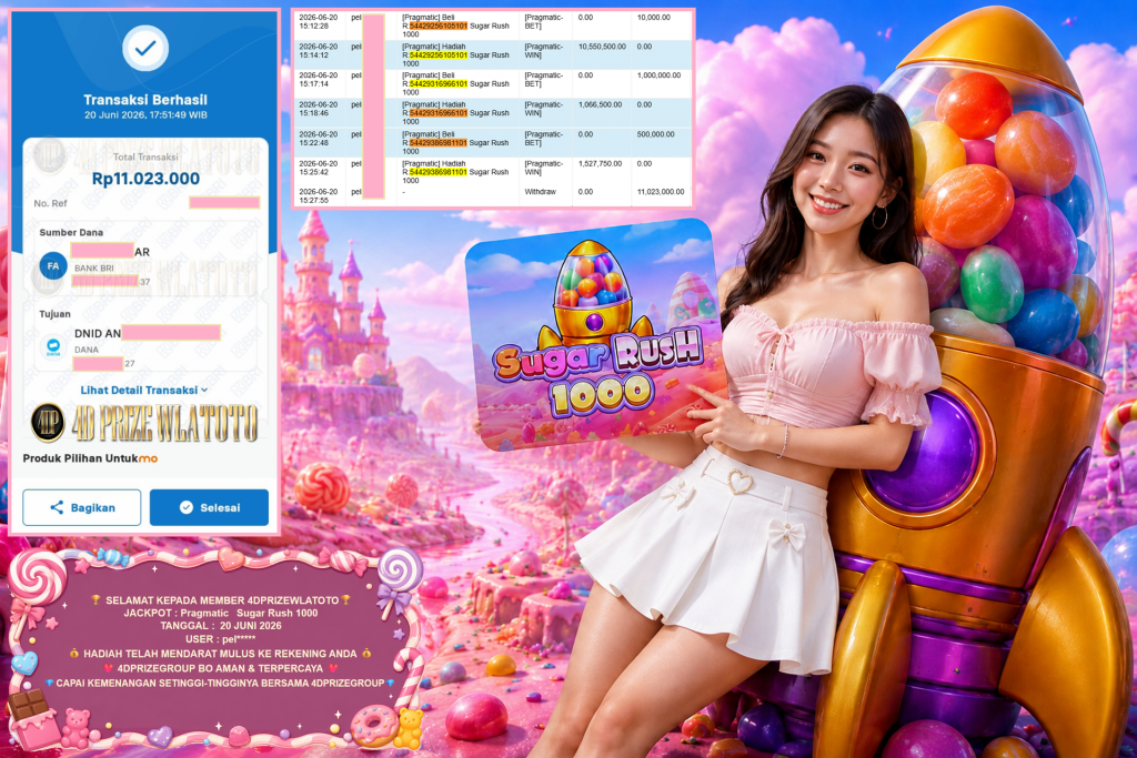 4DPRIZEWLATOTO JACKPOT PRAGMATIC β Sugar Rush 1000 β Rp 11.023.000 ,- LUNAS