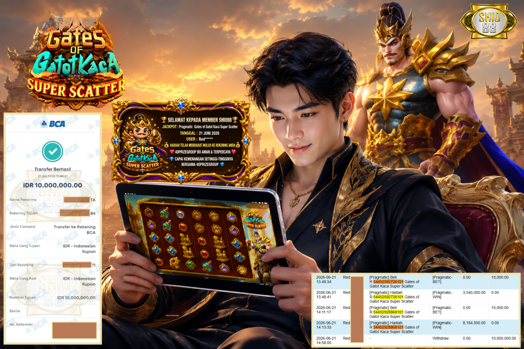 SHIO88 JACKPOT PRAGMATIC ” Gates of Gatot Kaca Super Scatter ” Rp 10.000.000 ,- LUNAS