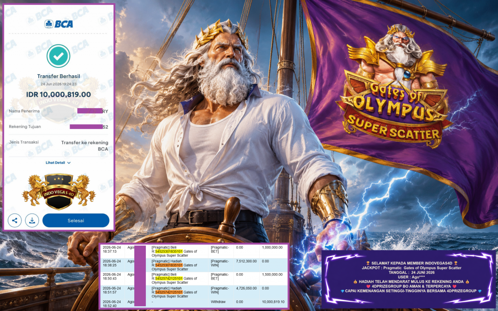 INDOVEGAS4D JACKPOT PRAGMATIC ” Gates of Olympus Super Scatter ” Rp 10.000.819 ,- LUNAS
