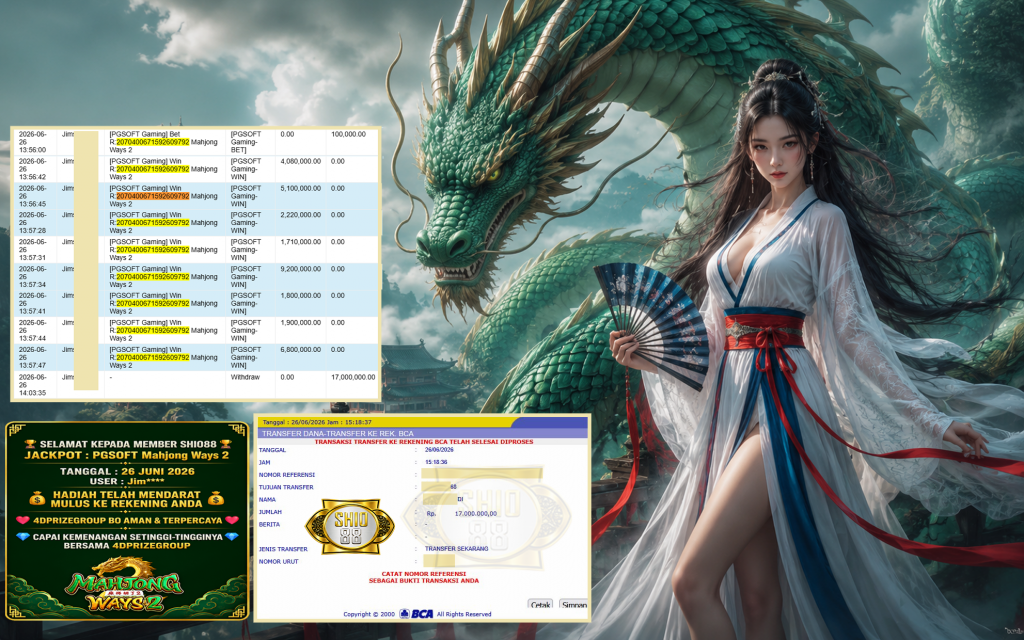 SHIO88 JACKPOT PGSOFT Gaming ” Mahjong Ways 2 “‎‎‏‏ ‎‎‏‏‎‎‏‏ Rp 17.000.000 ,- LUNAS