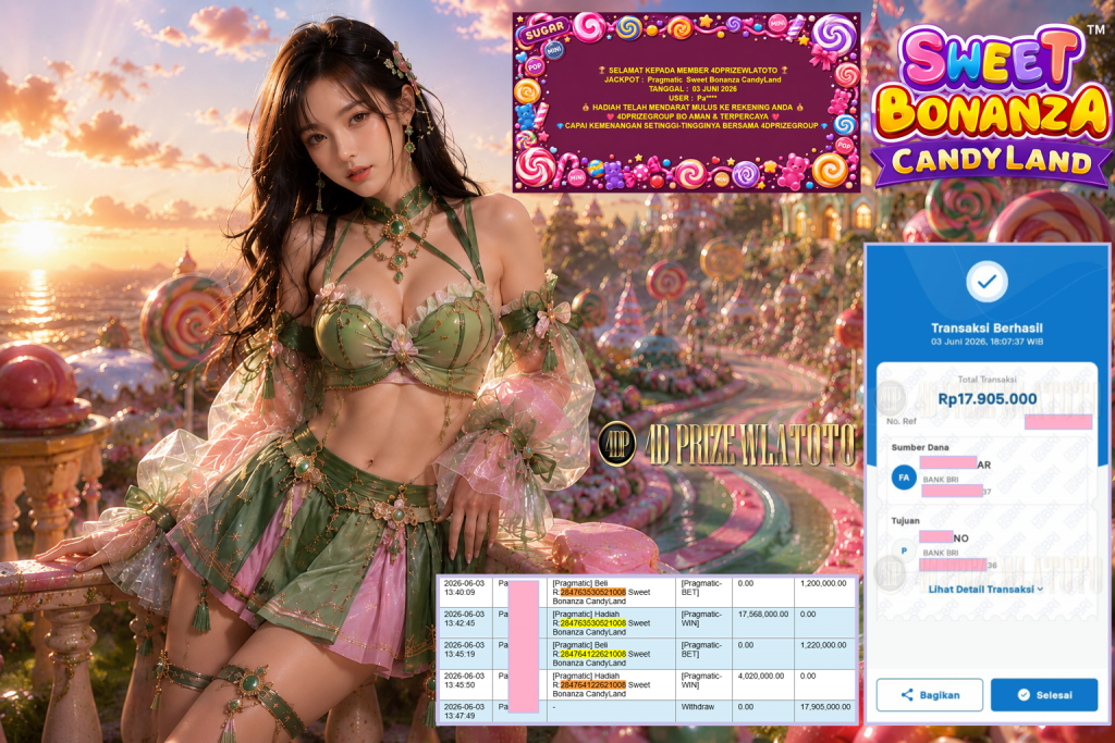4DPRIZEWLATOTO JACKPOT PRAGMATIC LIVE GAME ” Sweet Bonanza CandyLand ” ‎‏‏‎Rp 17.905.000,- LUNAS