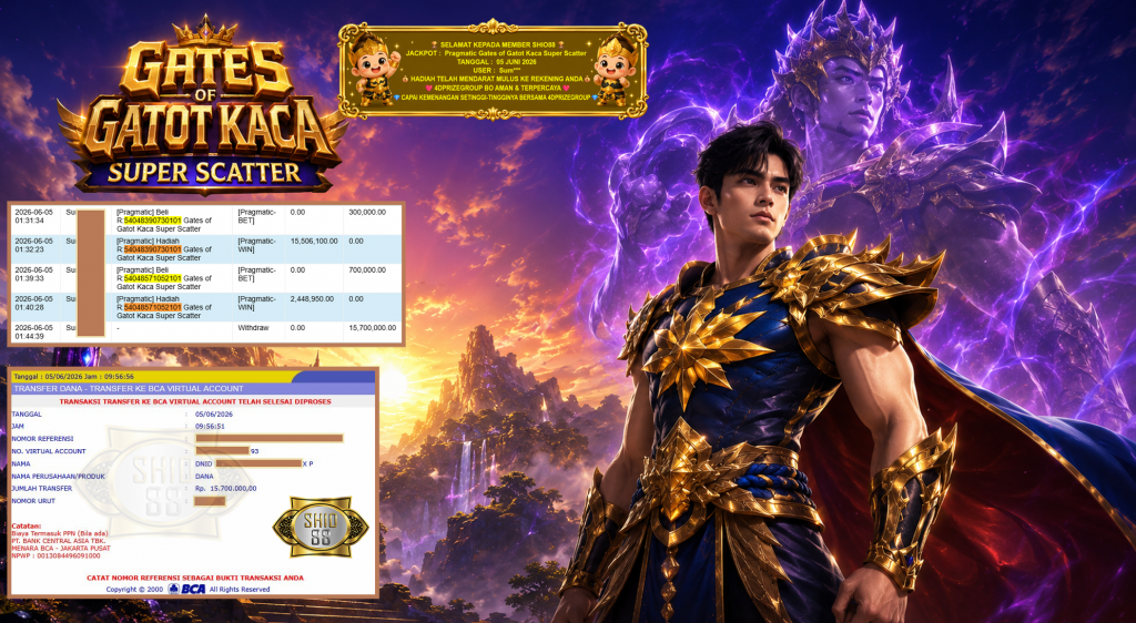 SHIO88 JACKPOT PRAGMATIC β Gates of Gatot Kaca Super Scatter β Rp 15.700.000,- LUNAS