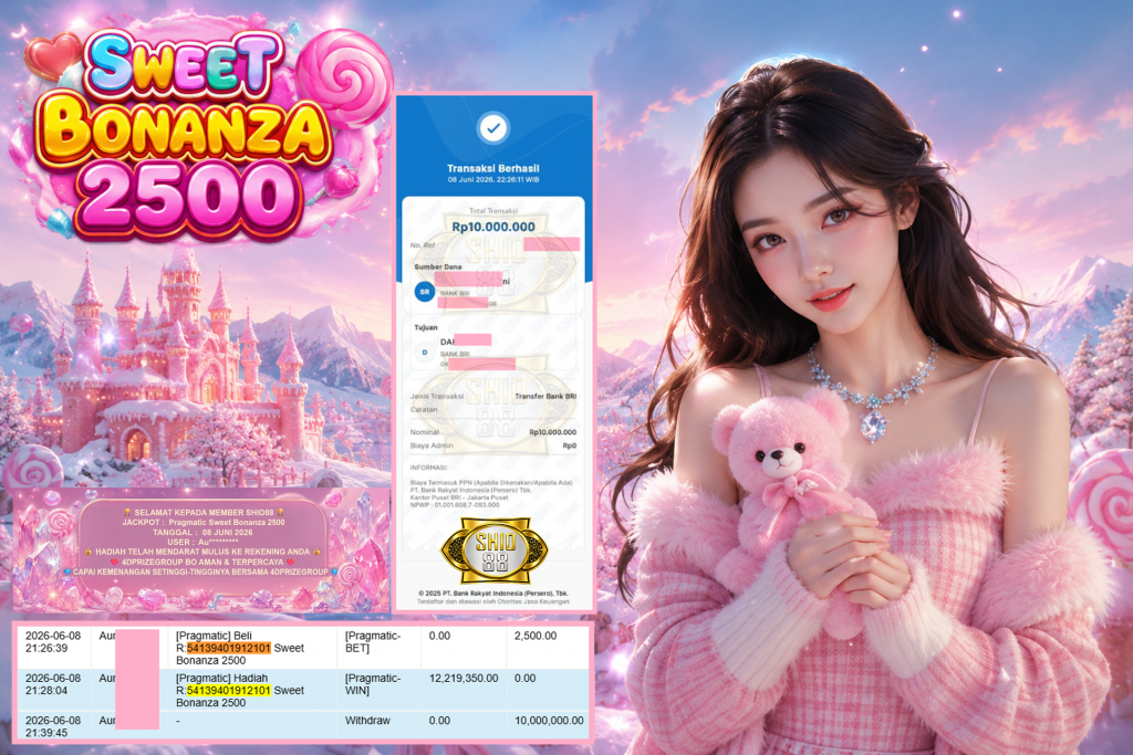 SHIO88 JACKPOT PRAGMATIC ” Sweet Bonanza 2500 ” Rp 10.000.000,- LUNAS