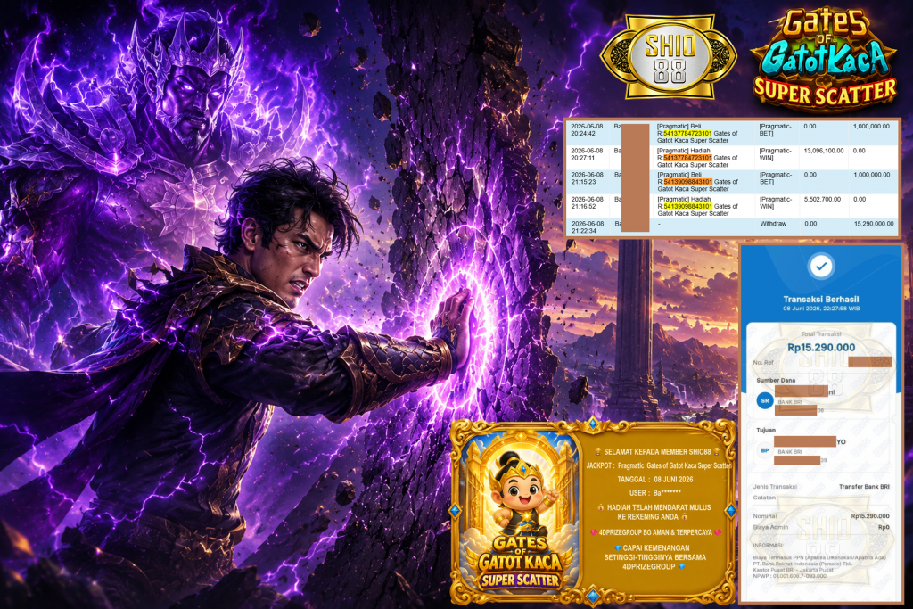 SHIO88 JACKPOT PRAGMATIC β Gates of Gatot Kaca Super Scatter β Rp 15.290.000,- LUNAS