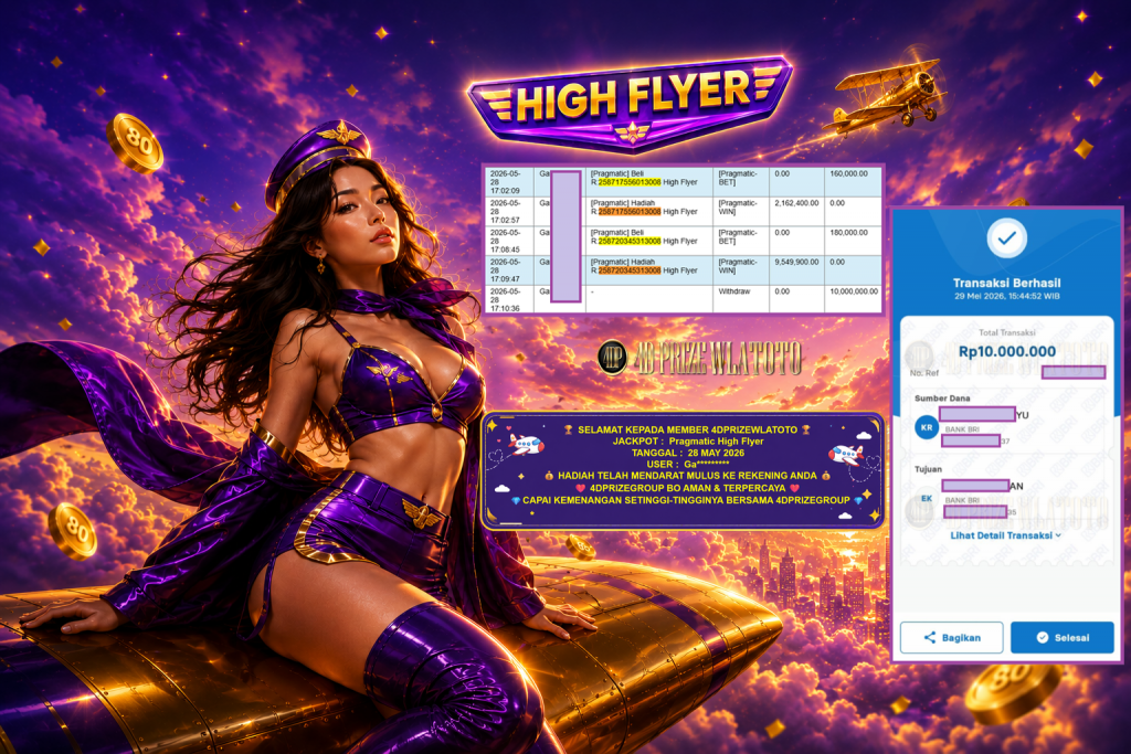 4DPRIZEWLATOTO JACKPOT PRAGMATIC LIVE GAME ” High Flyer ” ‎‏‏‎Rp 10.000.000,- LUNAS