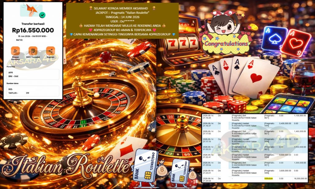 AKSARA4D JACKPOT PRAGMATIC “Italian Roulette” Rp16.550.000,- LUNAS