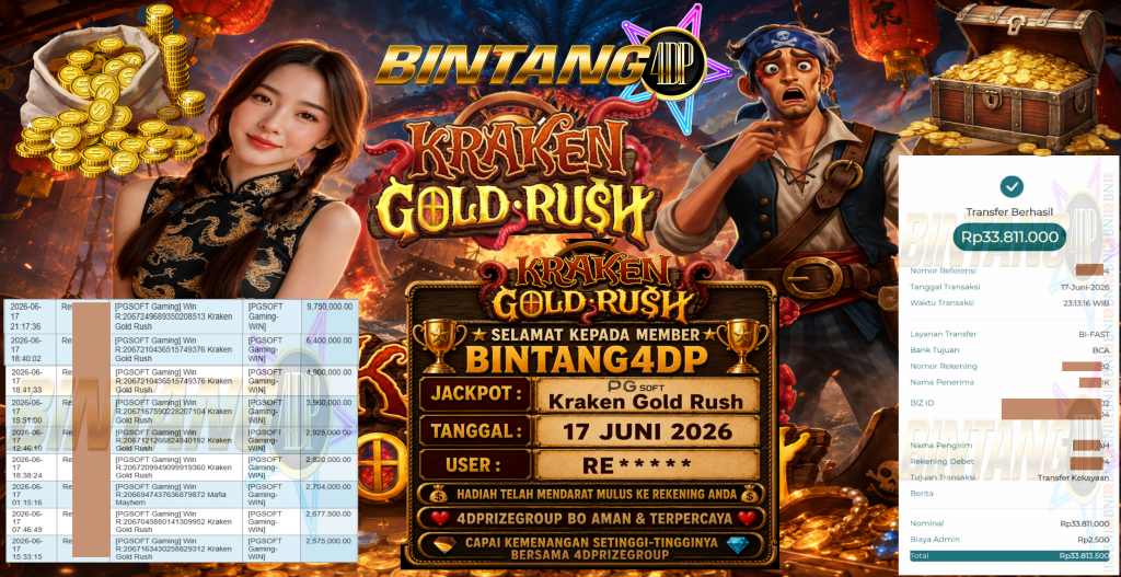 BINTANG4DP JACKPOT PGSOFT “Kraken Gold Rush” Rp33.811.000,- LUNAS