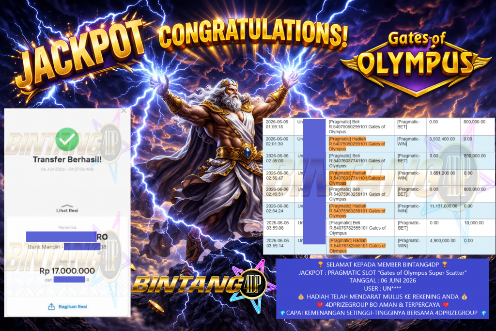 BINTANG4DP JACKPOT PRAGMATIC SLOT βGates of Olympus β Rp17.000.000,- LUNAS