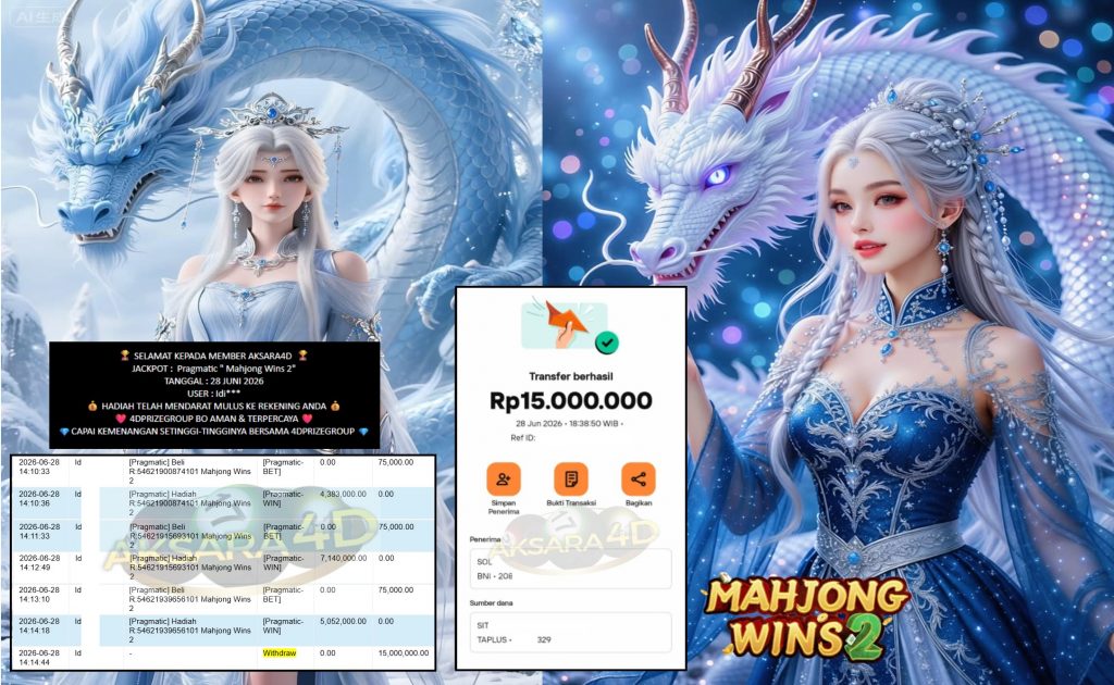 AKSARA4D JACKPOT Pragmatic ” Mahjong Wins 2″ Rp15.000.000,- LUNAS