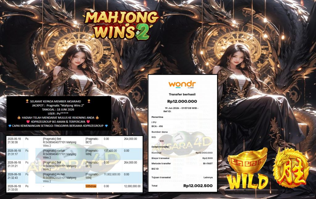 AKSARA4D JACKPOT PRAGMATIC “Mahjong Wins 2″‎‏‏‎‎ Rp12.000.000,- LUNAS