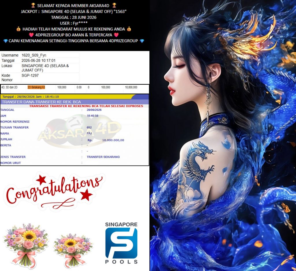AKSARA4D JACKPOT PASARAN SINGAPORE (SELASA & JUMAT OFF) “1563”‎‏‏‎ Rp10.000.000,- LUNAS