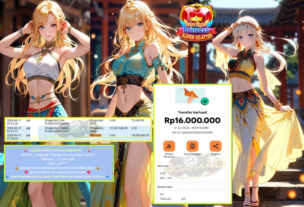 AKSARA4D JACKPOT PRAGMATIC “Starlight Princess Super Scatter” Rp16.000.000,- LUNAS