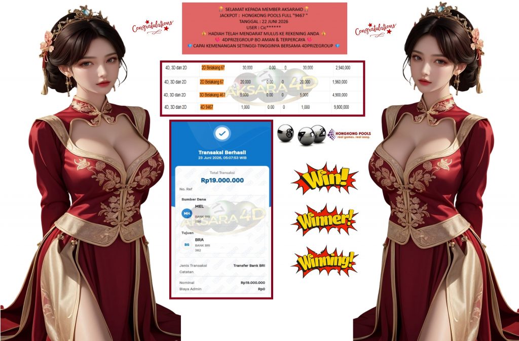 AKSARA4D JACKPOT HONGKONG POOLS FULL “9467” Rp19.000.000,- LUNAS