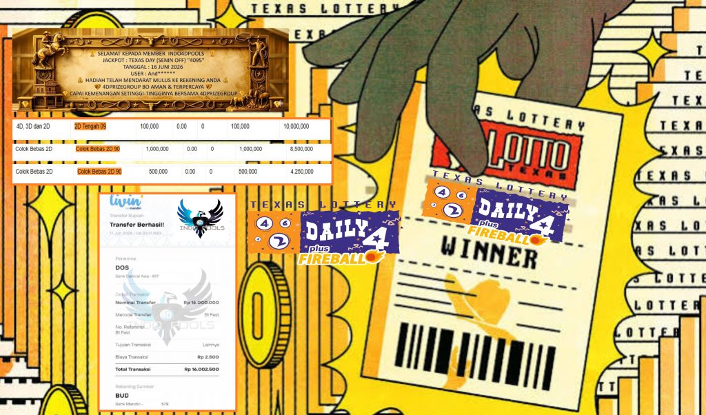 INDO4DPOOLS JACKPOT TEXAS DAY (SENIN OFF) “4095” Rp16.000.000,- LUNAS