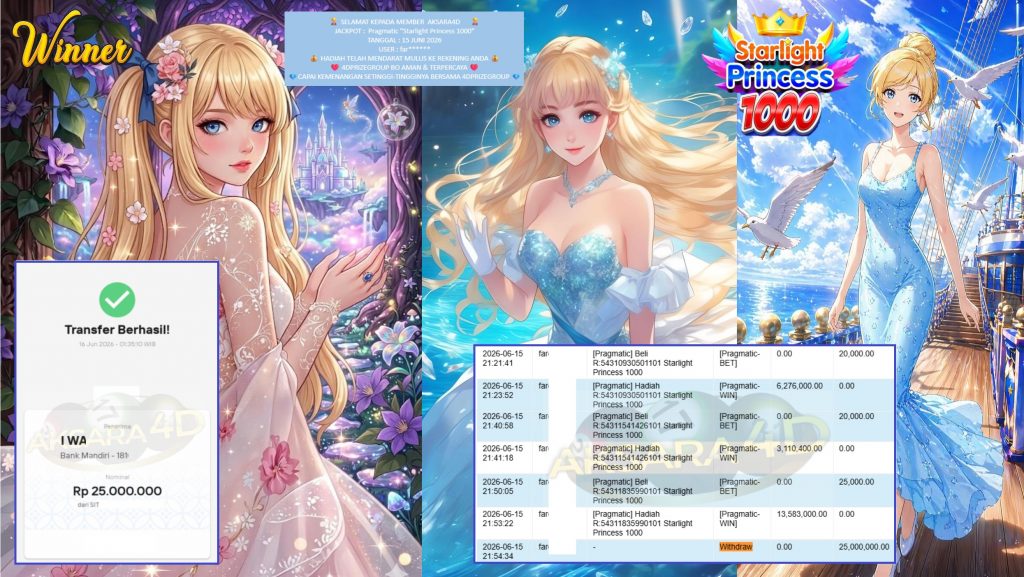 AKSARA4D JACKPOT PRAGMATIC “Starlight Princess 1000″‎‏‏‎‎ Rp25.000.000,- LUNAS
