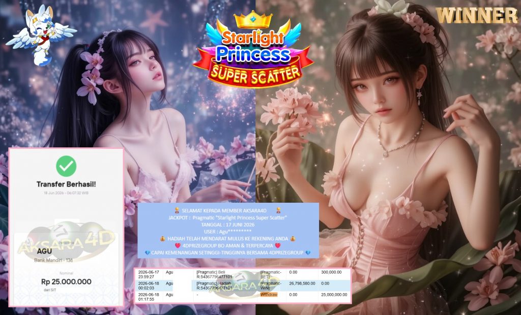 AKSARA4D JACKPOTPragmatic βStarlight Princess Super Scatterβ Rp25.000.000,- LUNAS