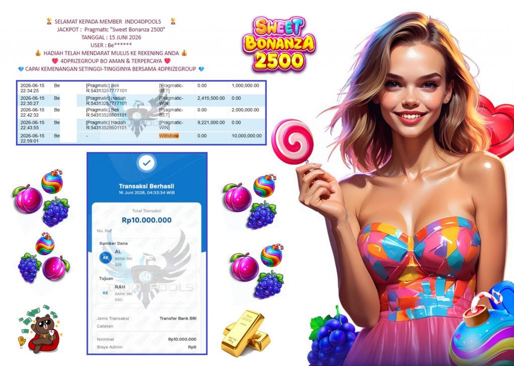 INDO4DPOOLS JACKPOT PRAGMATIC “Sweet Bonanza 2500″‎‏‏‎‎ Rp22.550.000,- LUNAS