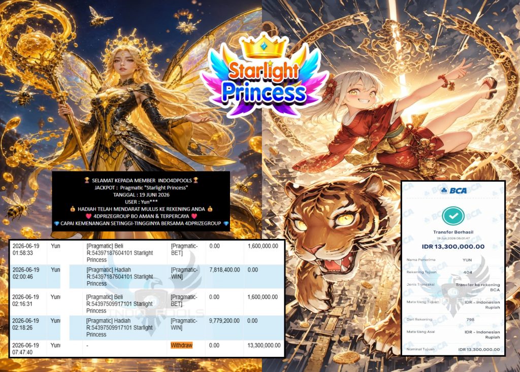 INDO4DPOOLS JACKPOT Pragmatic βStarlight Princessβ Rp13.300.000,- LUNAS