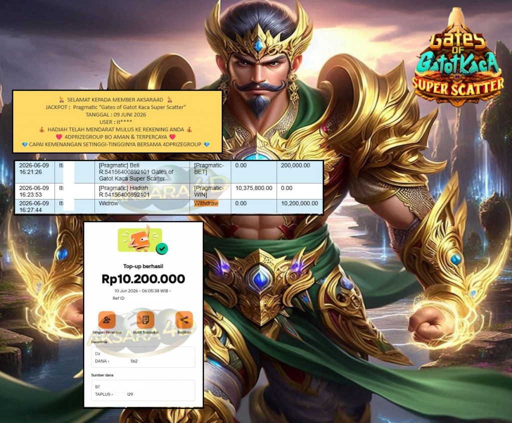 AKSARA4D JACKPOT PRAGMATIC “Gates of Gatot Kaca Super Scatter” Rp10.200.000,- LUNAS