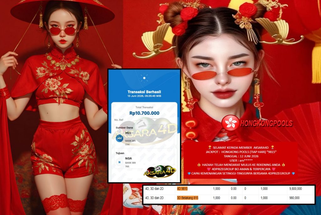 AKSARA4D JACKPOT HONGKONG POOLS (TIAP HARI) β9815β Rp10.700.000,- LUNAS