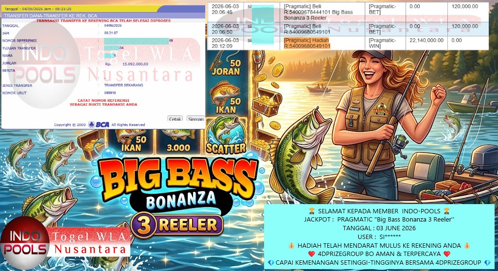 INDO-POOLS PRAGMATIC “Big Bass Bonanza 3 Reeler″‎‎‏‏ ‎‎‏‏‎‎‏‏Rp15.092.000,- LUNAS