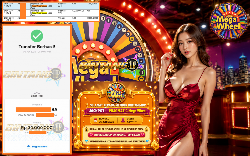 BINTANG4DP JACKPOT PRAGMATIC βMega Wheelββββββ Rp30.000.000,- LUNAS