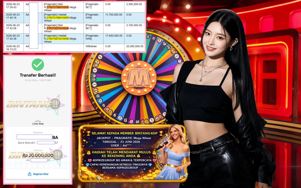 BINTANG4DP JACKPOT PRAGMATIC “Mega Wheel” Rp20.000.000,- LUNAS