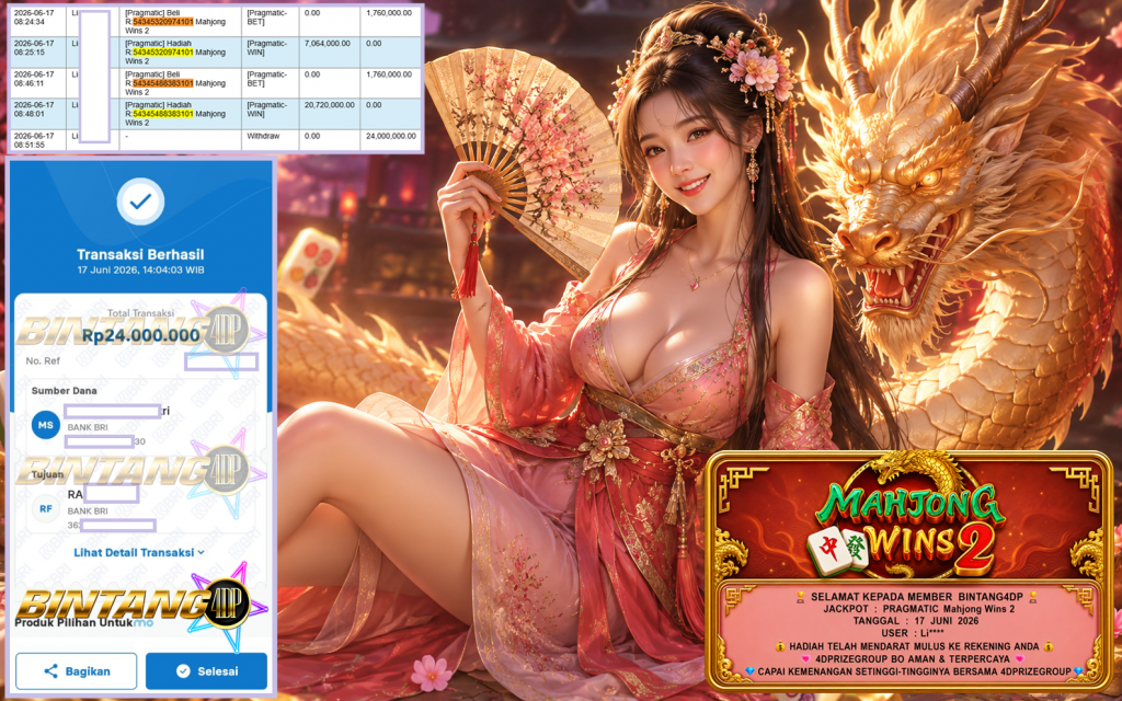 BINTANG4DP JACKPOT PRAGMATIC “Mahjong Wins 2″‎‏‏‎‎ Rp24.000.000,- LUNAS